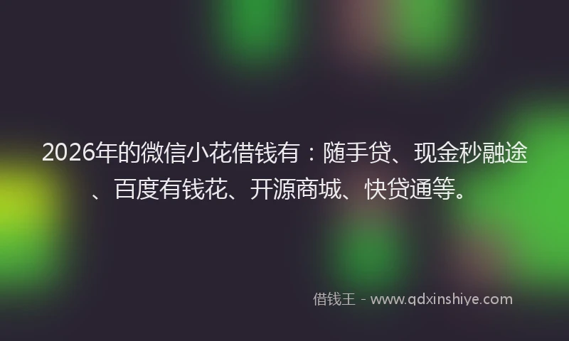2026年的微信小花借钱有：随手贷、现金秒融途、百度有钱花、开源商城、快贷通等。