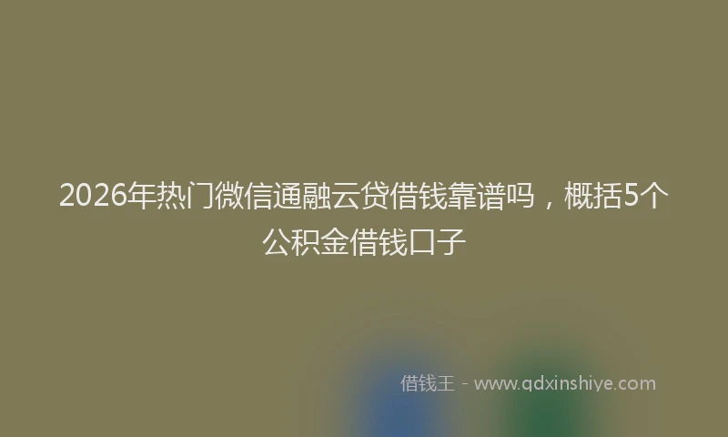 2026年热门微信通融云贷借钱靠谱吗，概括5个公积金借钱口子