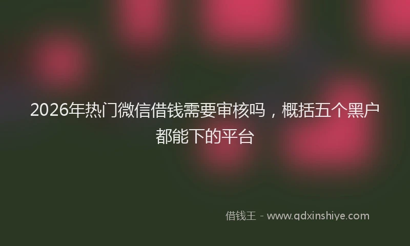 2026年热门微信借钱需要审核吗，概括五个黑户都能下的平台