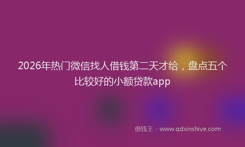 2026年热门微信找人借钱第二天才给，盘点五个比较好的小额贷款app