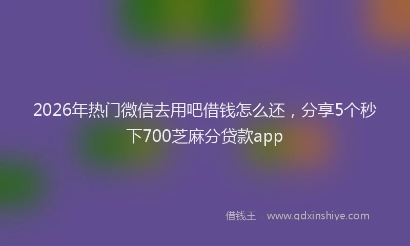 2026年热门微信去用吧借钱怎么还，分享5个秒下700芝麻分贷款app