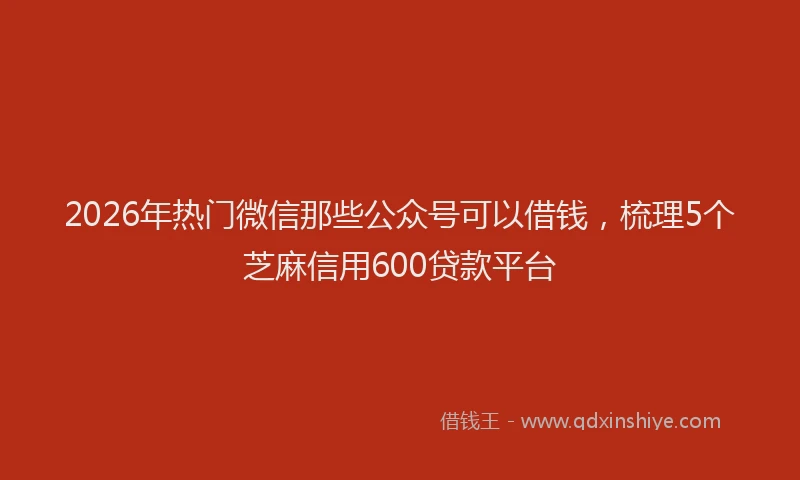 2026年热门微信那些公众号可以借钱，梳理5个芝麻信用600贷款平台