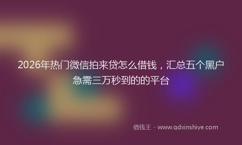 2026年热门微信拍来贷怎么借钱，汇总五个黑户急需三万秒到的的平台