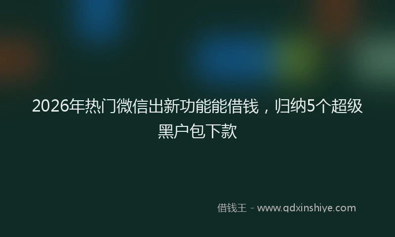 2026年热门微信出新功能能借钱，归纳5个超级黑户包下款