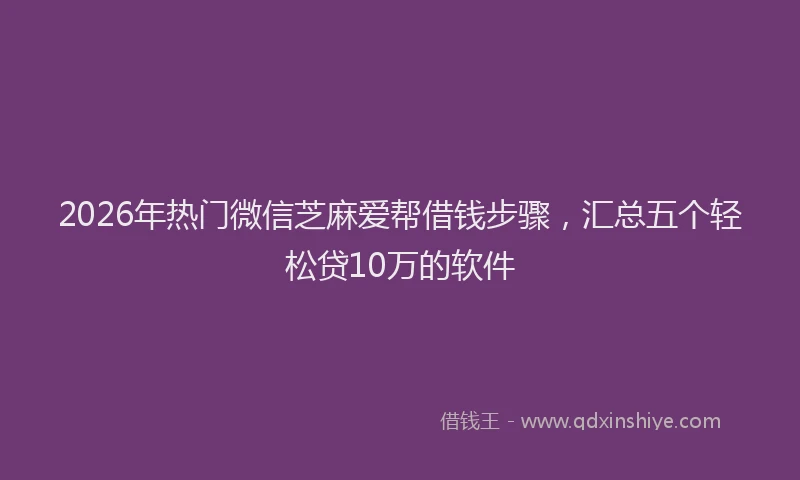 2026年热门微信芝麻爱帮借钱步骤，汇总五个轻松贷10万的软件