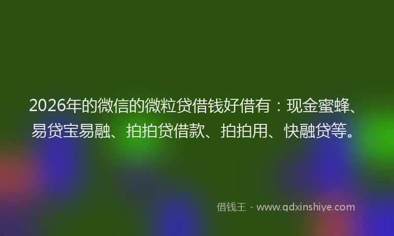 2026年的微信的微粒贷借钱好借有：现金蜜蜂、易贷宝易融、拍拍贷借款、拍拍用、快融贷等。