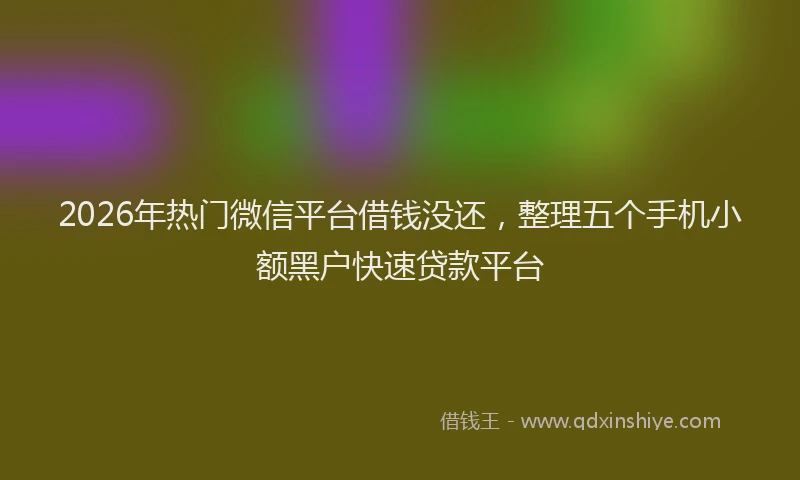 2026年热门微信平台借钱没还，整理五个手机小额黑户快速贷款平台