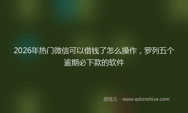 2026年热门微信可以借钱了怎么操作，罗列五个逾期必下款的软件