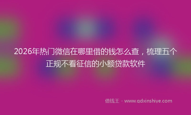 2026年热门微信在哪里借的钱怎么查，梳理五个正规不看征信的小额贷款软件