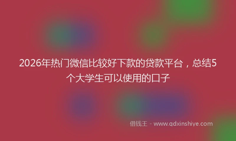 2026年热门微信比较好下款的贷款平台,总结5个大学生可以使用的口子