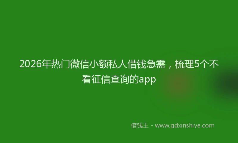 2026年热门微信小额私人借钱急需，梳理5个不看征信查询的app