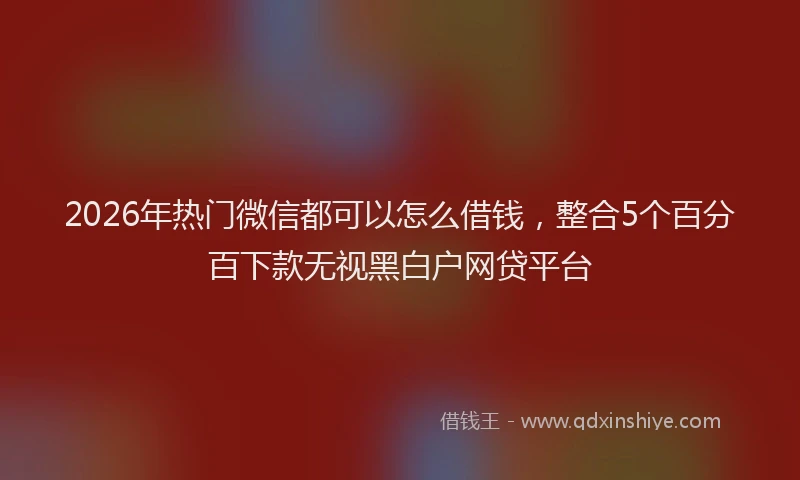2026年热门微信都可以怎么借钱,整合5个百分百下款无视黑白户网贷平台