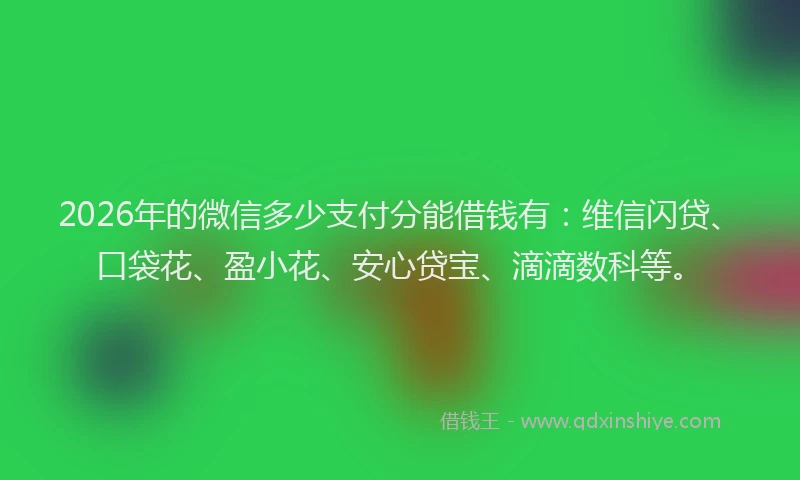 2026年的微信多少支付分能借钱有:维信闪贷、口袋花、盈小花、安心贷宝、滴滴数科等。