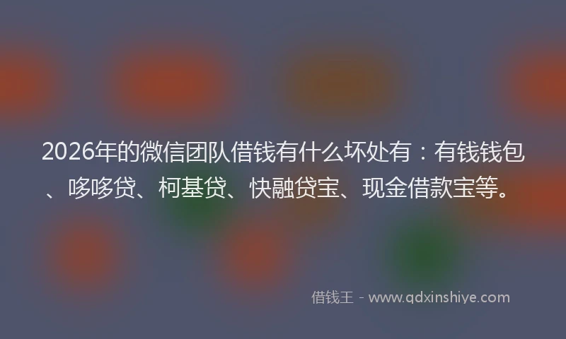 2026年的微信团队借钱有什么坏处有：有钱钱包、哆哆贷、柯基贷、快融贷宝、现金借款宝等。
