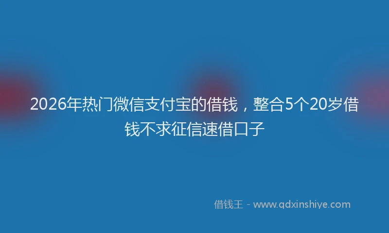 2026年热门微信支付宝的借钱，整合5个20岁借钱不求征信速借口子
