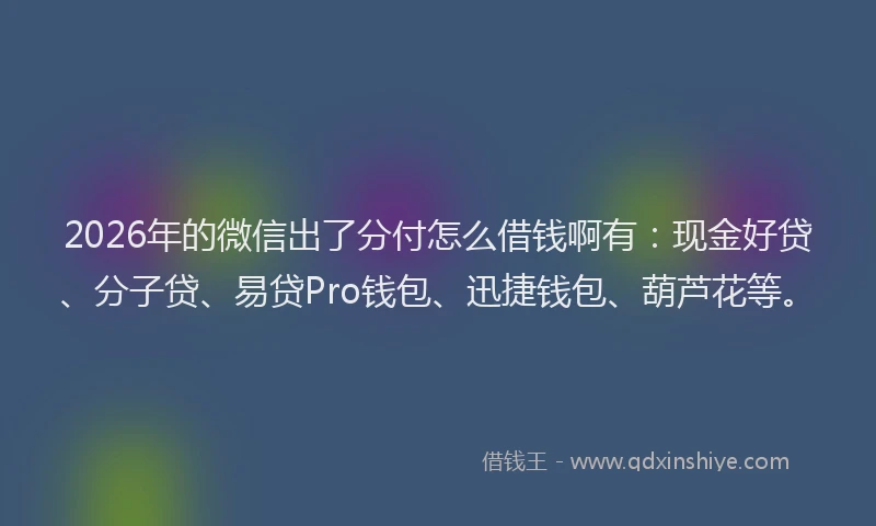 2026年的微信出了分付怎么借钱啊有：现金好贷、分子贷、易贷Pro钱包、迅捷钱包、葫芦花等。
