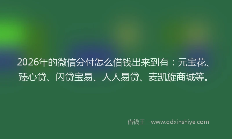 2026年的微信分付怎么借钱出来到有:元宝花、臻心贷、闪贷宝易、人人易贷、麦凯旋商城等。