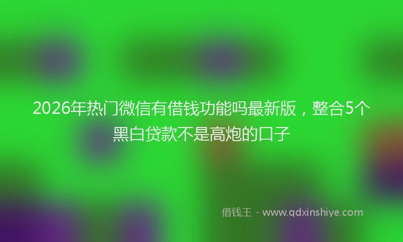 2026年热门微信有借钱功能吗最新版，整合5个黑白贷款不是高炮的口子