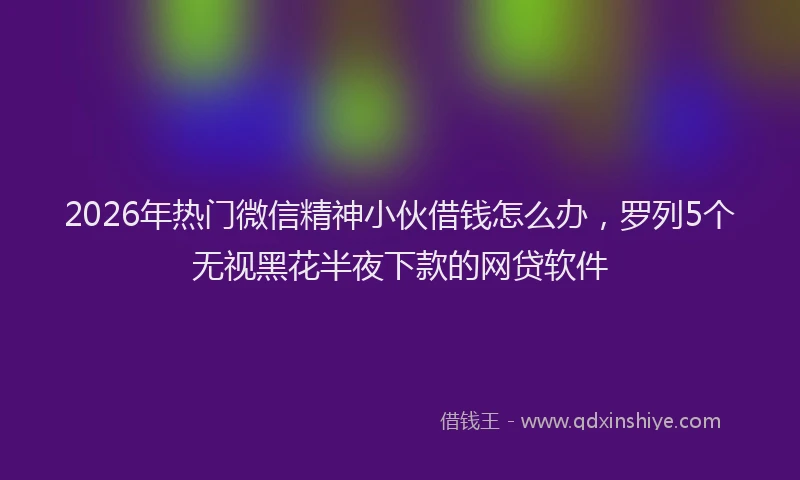 2026年热门微信精神小伙借钱怎么办，罗列5个无视黑花半夜下款的网贷软件