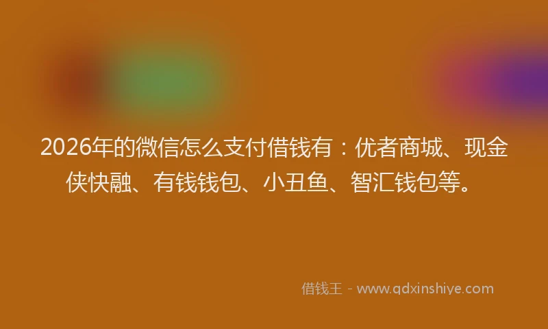 2026年的微信怎么支付借钱有：优者商城、现金侠快融、有钱钱包、小丑鱼、智汇钱包等。