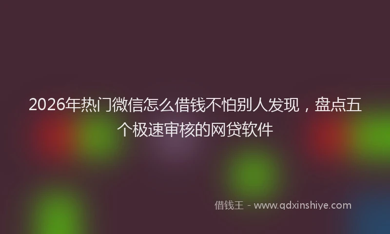 2026年热门微信怎么借钱不怕别人发现，盘点五个极速审核的网贷软件