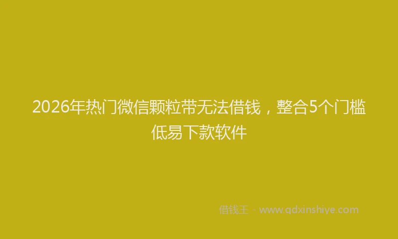 2026年热门微信颗粒带无法借钱，整合5个门槛低易下款软件