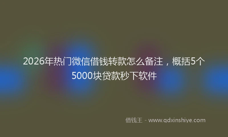 2026年热门微信借钱转款怎么备注，概括5个5000块贷款秒下软件