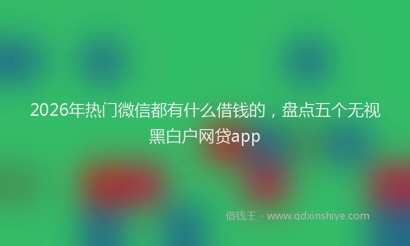 2026年热门微信都有什么借钱的，盘点五个无视黑白户网贷app