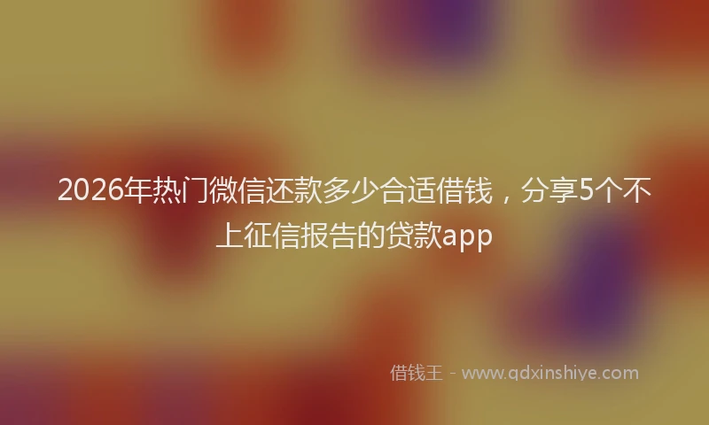 2026年热门微信还款多少合适借钱，分享5个不上征信报告的贷款app