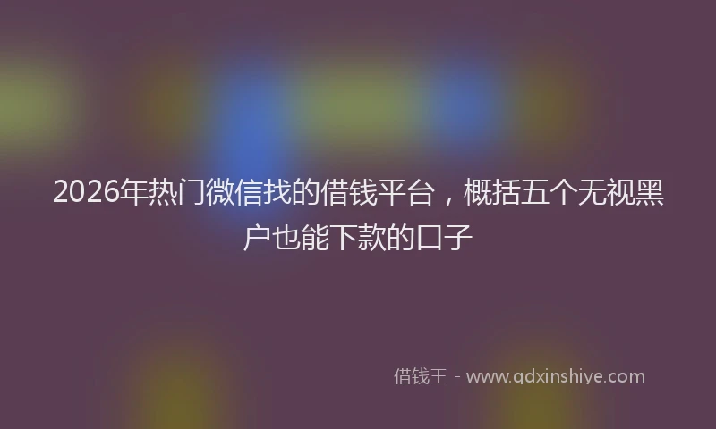 2026年热门微信找的借钱平台，概括五个无视黑户也能下款的口子