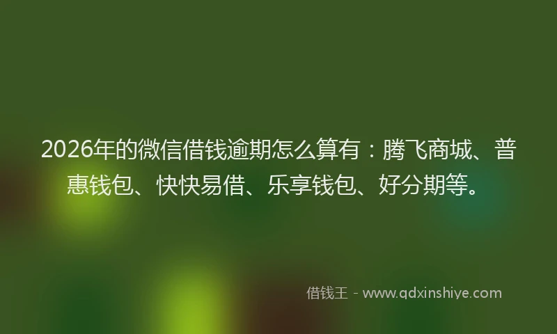 2026年的微信借钱逾期怎么算有：腾飞商城、普惠钱包、快快易借、乐享钱包、好分期等。