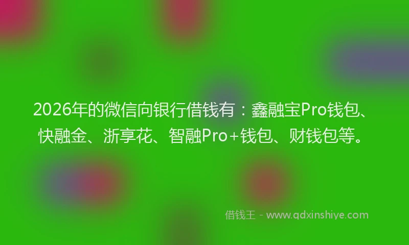 2026年的微信向银行借钱有：鑫融宝Pro钱包、快融金、浙享花、智融Pro+钱包、财钱包等。