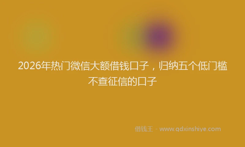 2026年热门微信大额借钱口子，归纳五个低门槛不查征信的口子