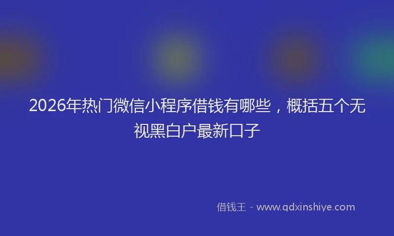 2026年热门微信小程序借钱有哪些，概括五个无视黑白户最新口子