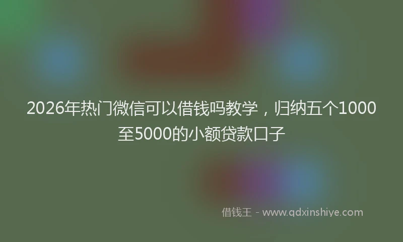 2026年热门微信可以借钱吗教学，归纳五个1000至5000的小额贷款口子