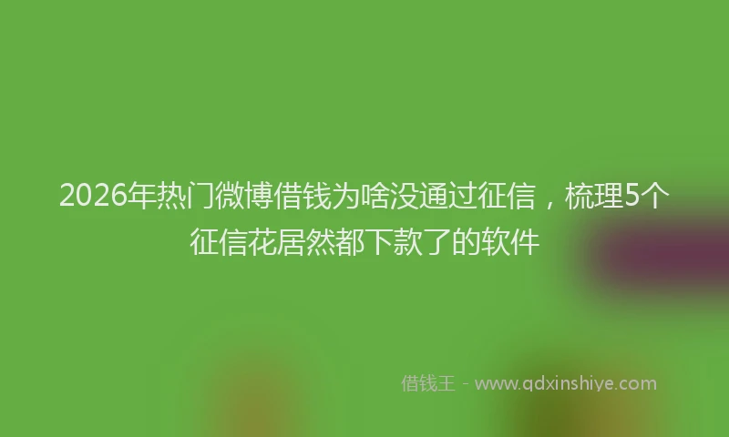2026年热门微博借钱为啥没通过征信，梳理5个征信花居然都下款了的软件