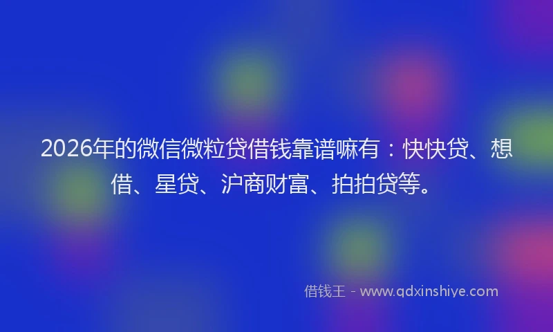 2026年的微信微粒贷借钱靠谱嘛有：快快贷、想借、星贷、沪商财富、拍拍贷等。
