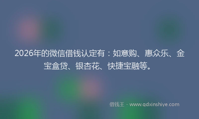 2026年的微信借钱认定有:如意购、惠众乐、金宝盒贷、银杏花、快捷宝融等。