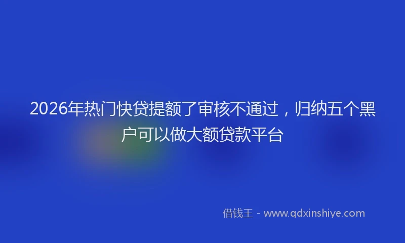 2026年热门快贷提额了审核不通过,归纳五个黑户可以做大额贷款平台