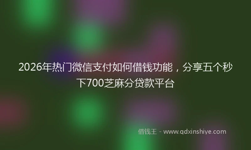 2026年热门微信支付如何借钱功能，分享五个秒下700芝麻分贷款平台