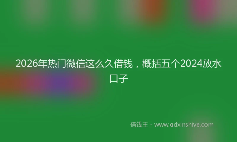 2026年热门微信这么久借钱，概括五个2024放水口子