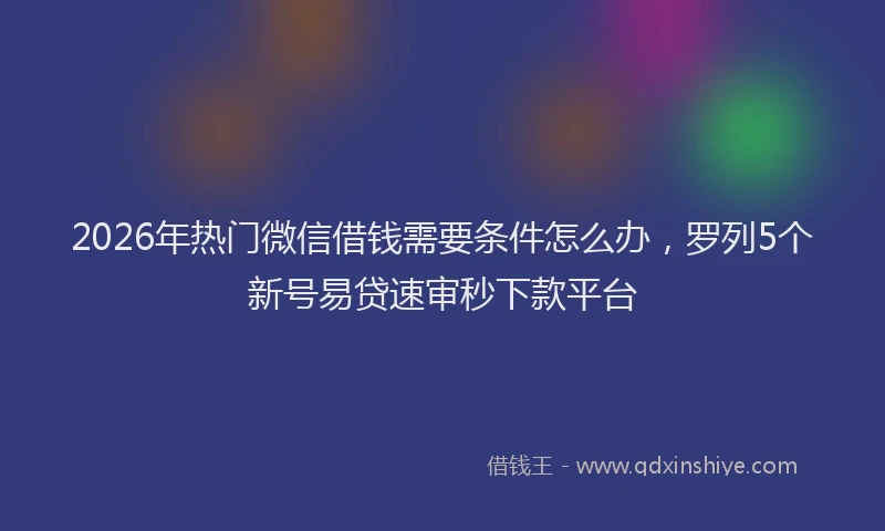 2026年热门微信借钱需要条件怎么办，罗列5个新号易贷速审秒下款平台