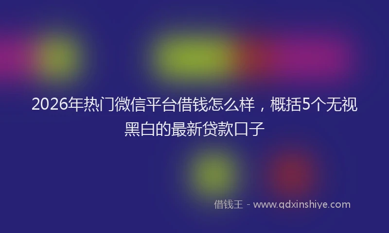2026年热门微信平台借钱怎么样，概括5个无视黑白的最新贷款口子