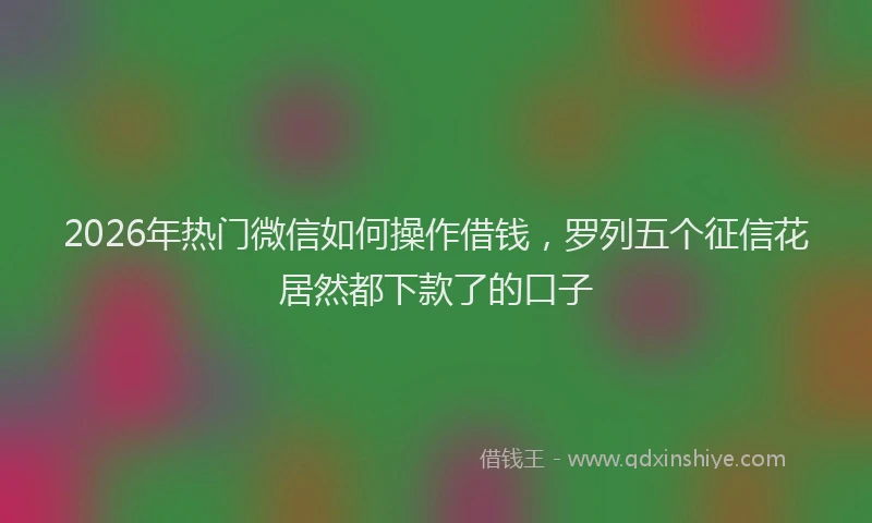 2026年热门微信如何操作借钱，罗列五个征信花居然都下款了的口子