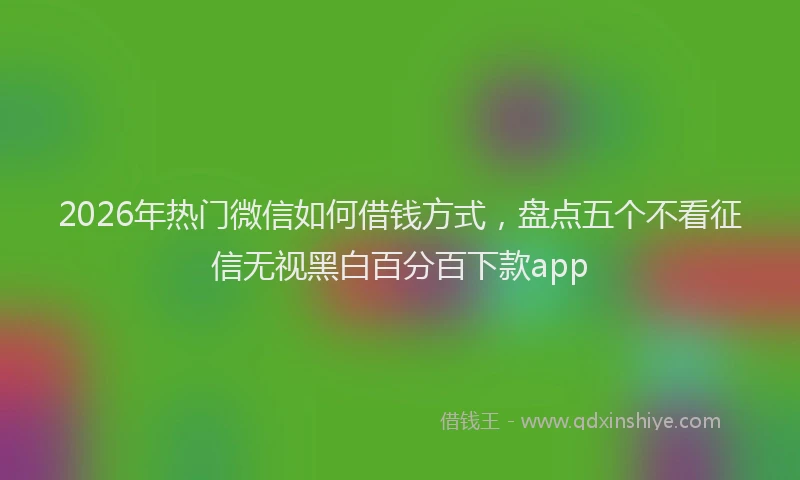 2026年热门微信如何借钱方式,盘点五个不看征信无视黑白百分百下款app