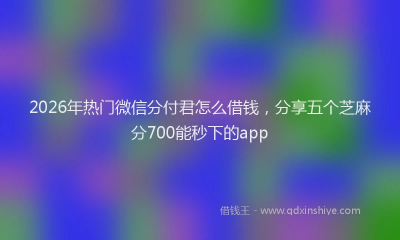 2026年热门微信分付君怎么借钱，分享五个芝麻分700能秒下的app