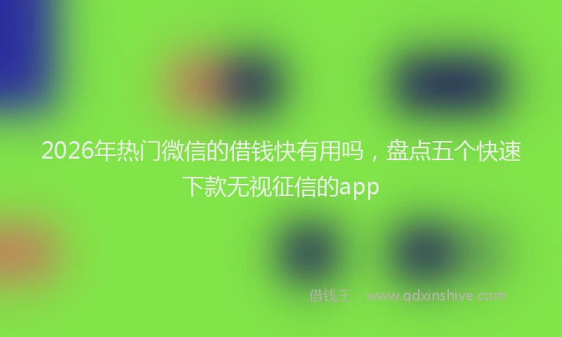 2026年热门微信的借钱快有用吗，盘点五个快速下款无视征信的app