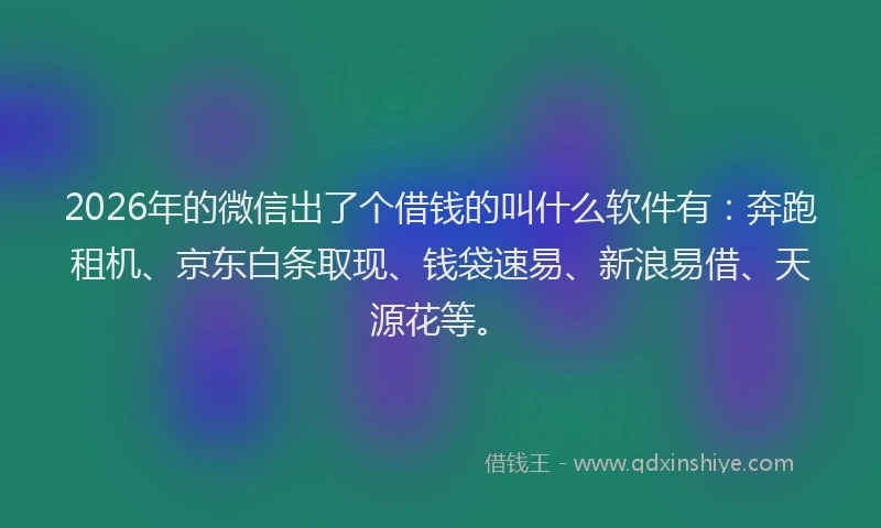 2026年的微信出了个借钱的叫什么软件有：奔跑租机、京东白条取现、钱袋速易、新浪易借、天源花等。