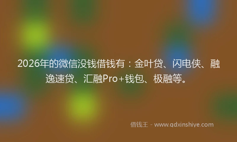 2026年的微信没钱借钱有：金叶贷、闪电侠、融逸速贷、汇融Pro+钱包、极融等。