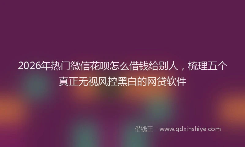 2026年热门微信花呗怎么借钱给别人，梳理五个真正无视风控黑白的网贷软件